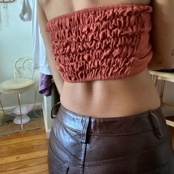 Y2K Authentic 100% Leather Burgundy Bootcut Pants - Picture 8 of 9